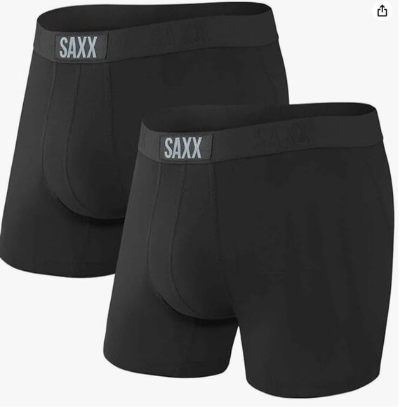 Saxx VIBE 2 pack Boxer Briefs Ultimate Comfort Black and Black - Picture 1 of 3